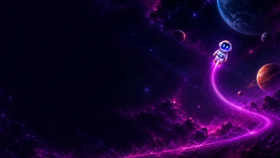 Ilustração editorial de spaceman com astronauta e trilha luminosa no espaço