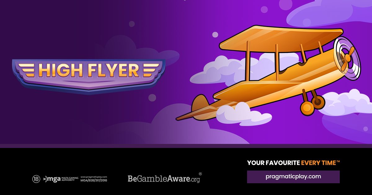 Arte oficial de High Flyer com avião amarelo; não é captura da interface. Guia: high flyer demo