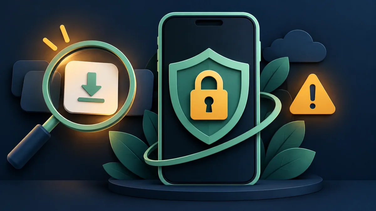 Celular com cadeado e lupa em uma ilustração sobre proteção da conta