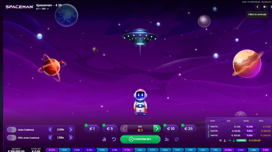 Captura real do demo de Spaceman da Pragmatic Play